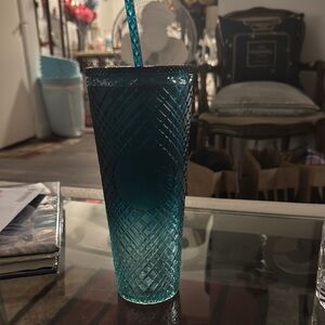 Teal Tumbler with Straw